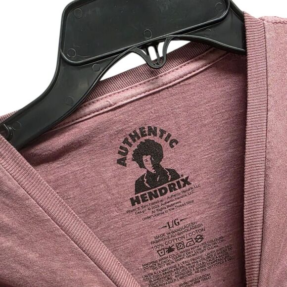 Authentic Hendrix Burgundy 100% Cotton Graphic Freedom Tee L - Picture 2 of 2